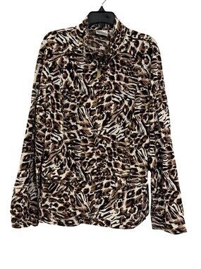 Zenergy By Chicos Animal Print Full-Zip Jacket Size 2